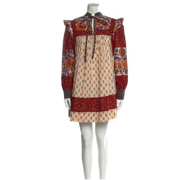 Alix Of Bohemia Sophia Boho Patchwork 70's Hippie Mini Dress Size Small - Picture 5 of 13